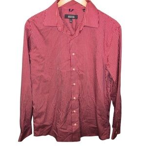 Kenneth Cole Reaction Men’s Red and Pink Checked Button Down Size 16-16.5 34-35